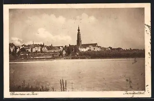 AK Braunau a. Inn, Innstadtteil mit Kirche