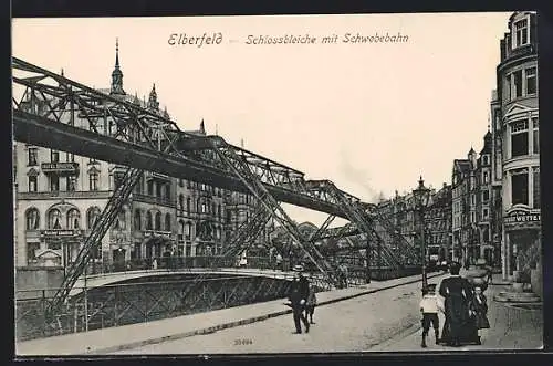 AK Elberfeld, Schlossbleiche mit Schwebebahn