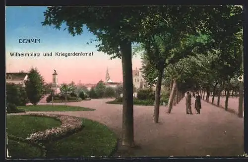 AK Demmin, Wilhelmplatz und Kriegerdenkmal