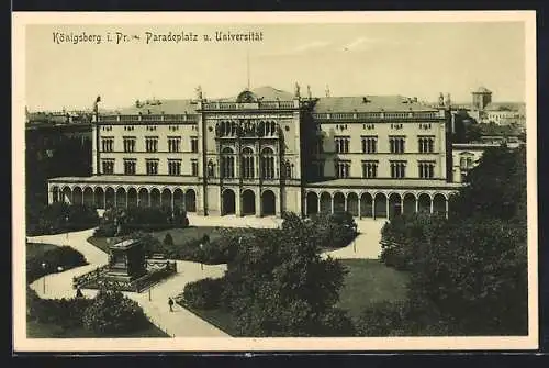 AK Königsberg i. Pr., Paradeplatz und Universität