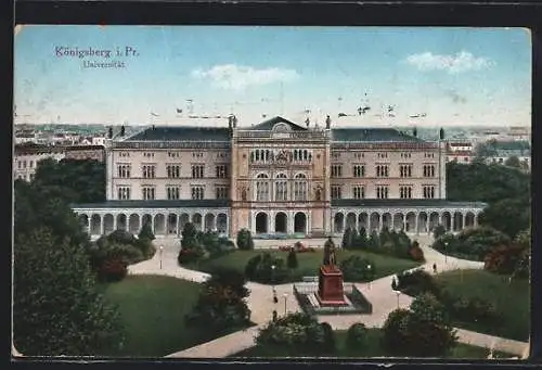 AK Königsberg, der Paradeplatz, Blick auf die Universität