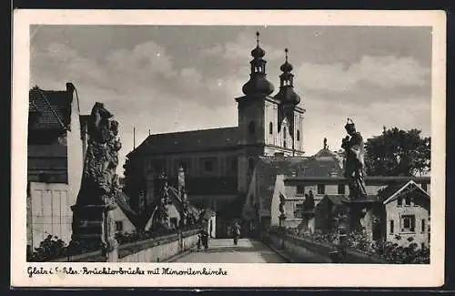 AK Glatz, Brücktorbrücke mit Minoritenkirche