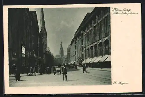 AK Hamburg, Blick in die Mönckebergstrasse