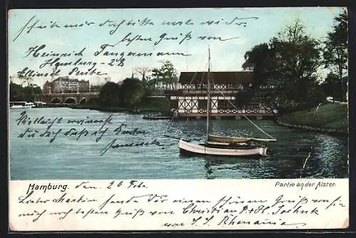 AK Hamburg-St.Georg, Partie an der Alster