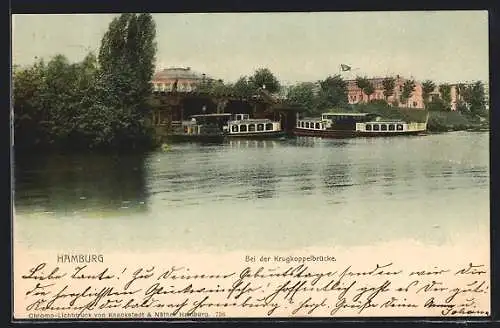 AK Hamburg-Harvestehude, an der Krugkoppelbrücke