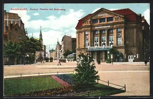 AK Magdeburg, Zentraltheater mit Breiteweg