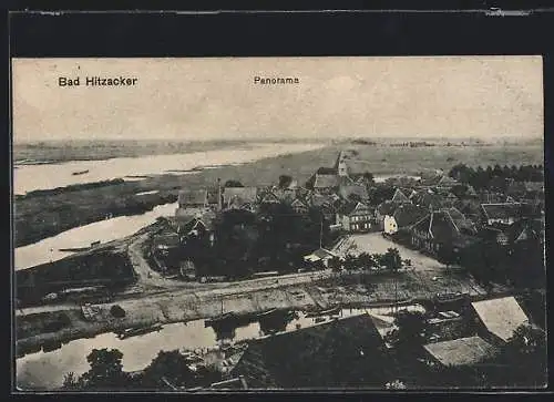 AK Bad Hitzacker, Panorama mit Elbe aus der Vogelschau