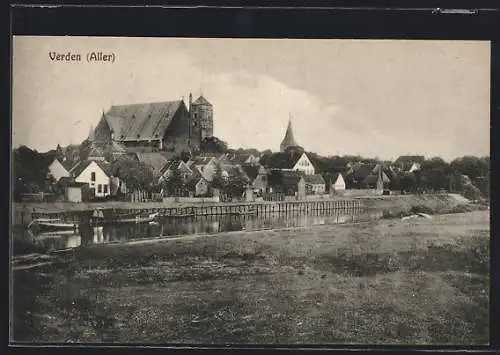 AK Verden /Aller, Ortsansicht mit Aller
