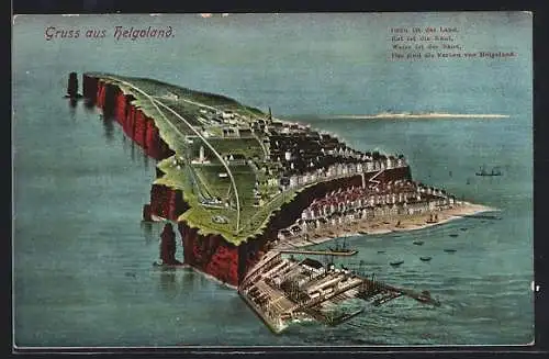 AK Helgoland, Panorama der Insel, Gedicht