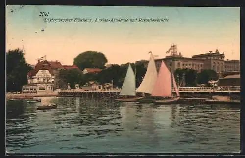 AK Kiel, Düsternbrooker Fährhaus, Marine-Akademie und Reventlowbrücke