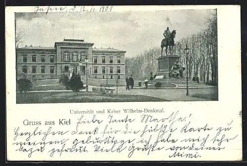 AK Kiel, Universität & Kaiser Wilhelm-Denkmal