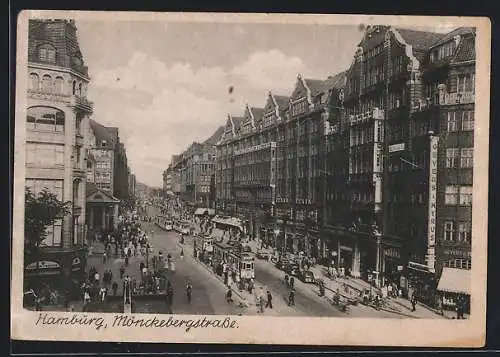 AK Hamburg, Mönckebergstrasse, Strassenbahn