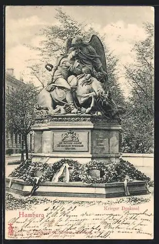 AK Hamburg-Neustadt, Kriegerdenkmal mit Kranzschmuck