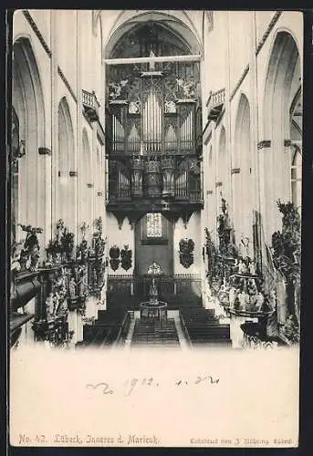 AK Lübeck, Marienkirche, Innenansicht auf Orgel