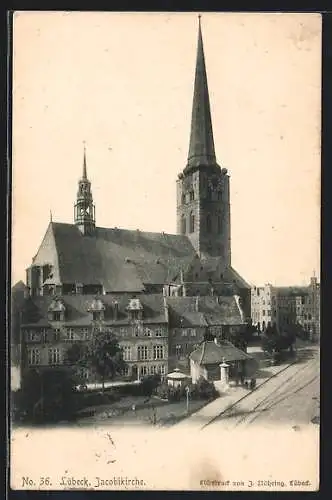 AK Lübeck, Totalansicht der Jacobikirche