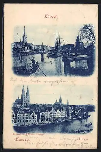 AK Lübeck, Ansichten vom Hafen