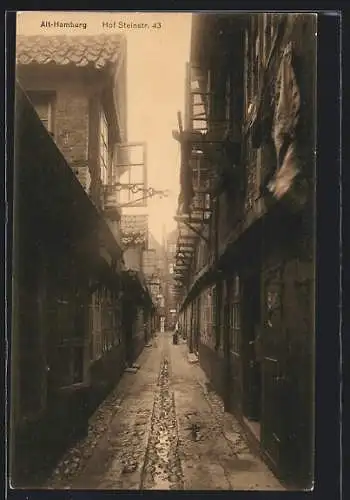AK Alt-Hamburg, Blick in die Hof Steinstrasse 43
