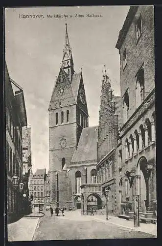 AK Hannover, Marktkirche und Altes Rathaus