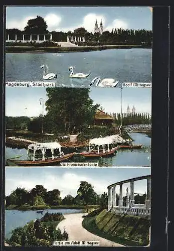 AK Magdeburg, Stadtpartk, Adolf Mittagsee, Promenadenboote