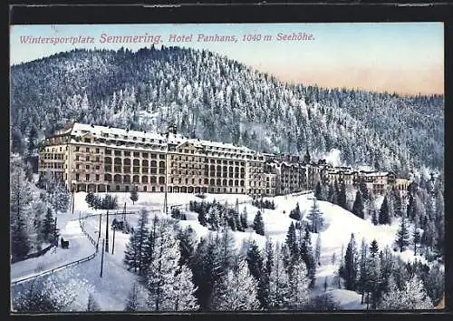 AK Semmering, Hotel Panhans mit Umgebung im Winter