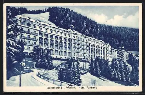 AK Semmering, Hotel Panhans im Winter