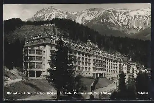 AK Semmering, Hotel Panhans mit Raxblick