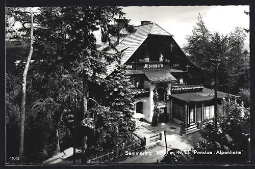 AK Semmering, Pension Alpenheim aus der Vogelschau