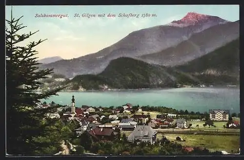 AK St. Gilgen, Panorama mit dem Schafberg