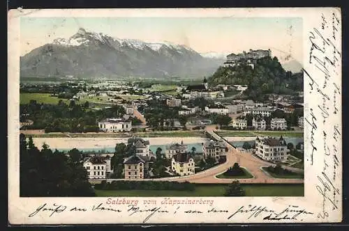 AK Salzburg, Ortsansicht vom Kapuzinerberg