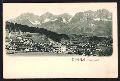 AK Kitzbühel, Ortsansicht aus der Vogelschau