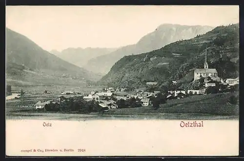 AK Oetz, Ortsansicht mit Kirche