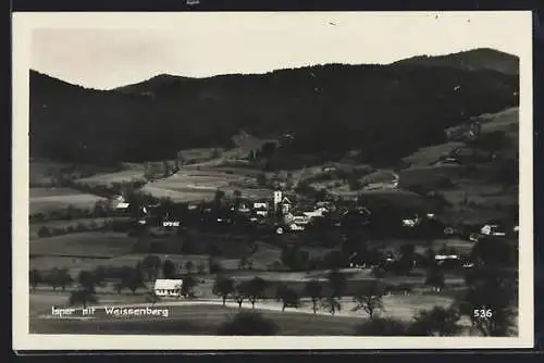 AK Isper, Ortsansicht mit Weissenberg aus der Vogelschau