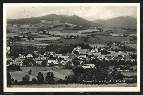 AK Pöggstall /N.-Oe., Ortsansicht mit Feldern und Bergen