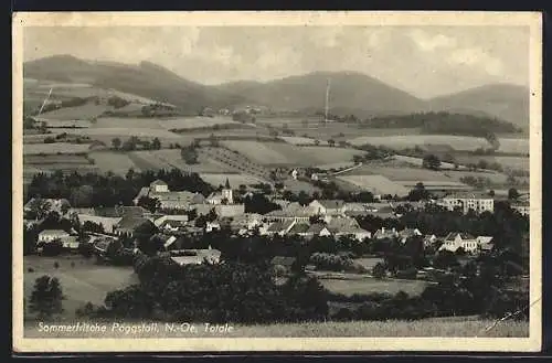 AK Pöggstall /N.-Oe., Totalansicht mit Bergpanorama