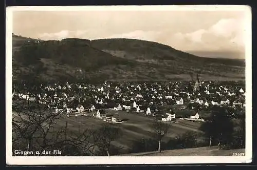 AK Gingen an der Fils, Gesamtansicht aus der Vogelschau