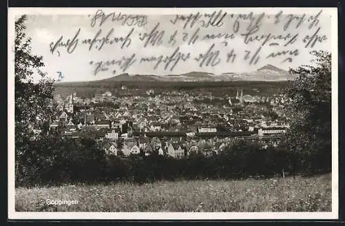 AK Göppingen, Gesamtansicht mit Bergblick