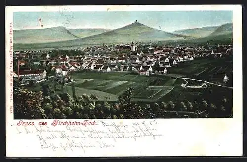 AK Kirchheim-Teck, Ortspanorama mit Gebirge im Hintergrund