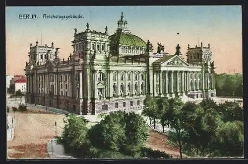 AK Berlin-Tiergarten, Reichstagsgebäude mit Umgebung