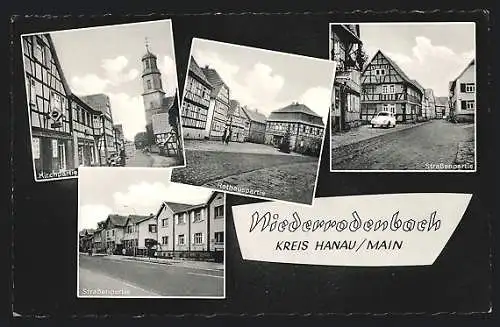AK Niederrodenbach /Kreis Hanau, Kirche, Rathaus, Strassenpartien