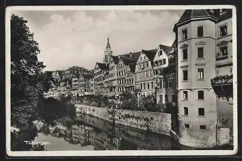 AK Tübingen, Uferpromenade mit Häuserzeile