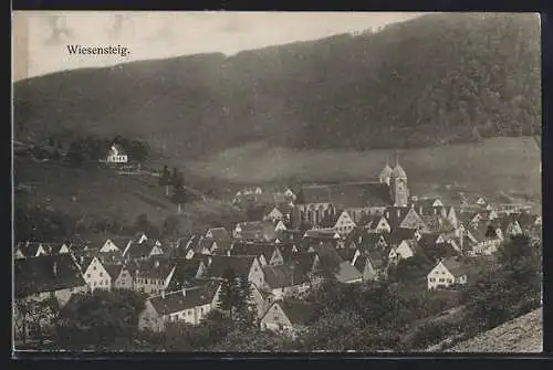 AK Wiesensteig, Ortsansicht aus der Vogelschau