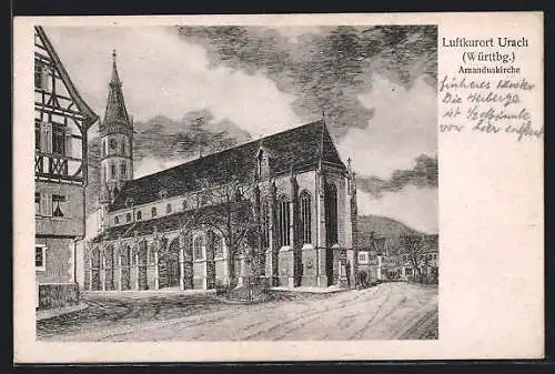 Künstler-AK Urach /Württbg., Amanduskirche, Chor