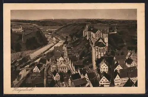 AK Haigerloch, Ortsansicht und Burg aus der Vogelschau