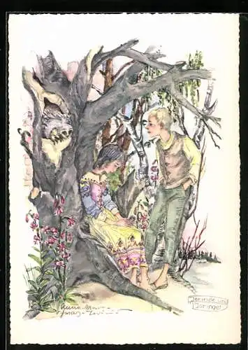 Künstler-AK Schwarz-Torino: Jorinde und Joringel, Märchen