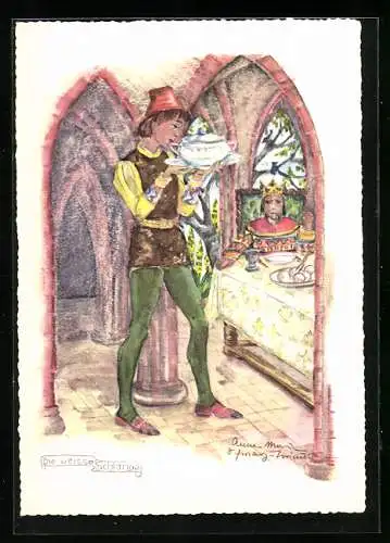 Künstler-AK Schwarz-Torino: Die weisse Schlange, Märchen