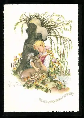 Künstler-AK Schwarz-Torino: Brüderchen und Schwesterchen, Märchen