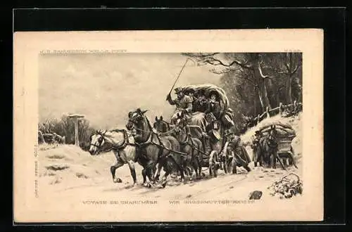 AK Wie Grossmutter reiste, Postkutsche im Winter