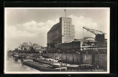 AK Basel, Partie am Kleinhüninger Rheinhafen