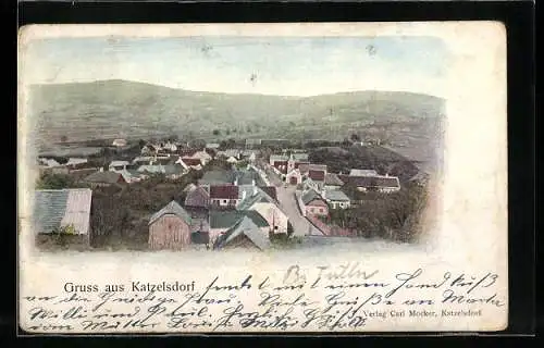 AK Katzelsdorf, Ortsansicht aus der Vogelschau