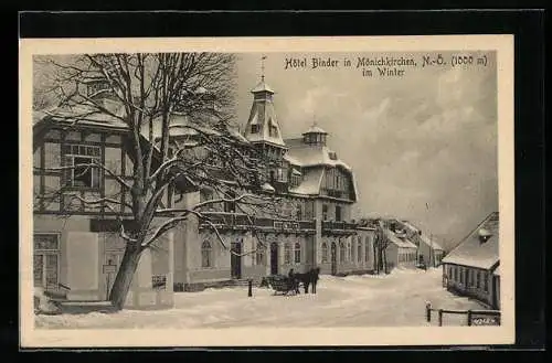AK Mönichkirchen, Hotel Binder im Schnee